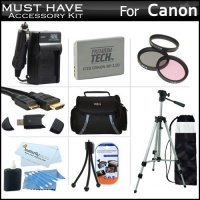 Must Have Accessory Kit For Canon VIXIA HF R20, HF R21, HF R200 Full HD Camcorder Includes Extended (1500Mah) Replacement BP-110 Battery + Ac/Dc Travel Charger + Deluxe Case + Mini HDMI Cable + 50 Tripod w/Case + 3PC Filter Kit (UV-CPL-FLD) + Much More