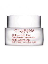 Early Correction. Continuous Protection. Visible Perfection. Multi-Active Day is the newest innovation from Clarins high performance skin care with new formulas and textures that prevent and visibly correct early signs of aging.Powerful and targeted early wrinkle control Reinforced and continuous antioxidant defense delivered directly to the skin Radiance boosting action Dermal-epidermal junction repair Dermatologist tested Non-comedogenic 1.7 oz. Early Correction. Continuous Protection. Visible Perfection. Multi-Active Day is the newest innovation from Clarins high performance skin care with new formulas and textures that prevent and visibly correct early signs of aging.Powerful and targeted early wrinkle control Reinforced and continuous antioxidant defense delivered directly to the skin Radiance boosting action Dermal-epidermal junction repair Dermatologist tested Non-comedogenic 1.7 oz.