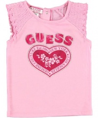 GUESS Smocked Sleeves Tee, PINK (12M) GUESS Smocked Sleeves Tee, PINK (12M)