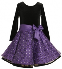 Bonnie Jean Girls 7-16 Stretch Velvet Bodice To Drop Waist Organza Skirt With Glitter, Purple, 16 Bonnie Jean Girls 7-16 Stretch Velvet Bodice To Drop Waist Organza Skirt With Glitter, Purple, 16