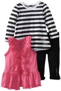 Calvin Klein Baby-girls Infant Vest with Striped Long Sleeve Top And Pant, Assorted, 24 Months Calvin Klein Baby-girls Infant Vest with Striped Long Sleeve Top And Pant, Assorted, 24 Months