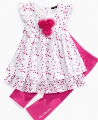 Dainty dots. She's sure to get spotted for her cute style in this adorable polka-dot dress from Calvin Klein and matching leggings set. Dainty dots. She's sure to get spotted for her cute style in this adorable polka-dot dress from Calvin Klein and matching leggings set.
