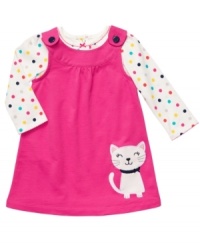 Polka dots and kittens are bound to keep her happy in this adorable bodysuit and french terrycloth jumper set from Carter's. Polka dots and kittens are bound to keep her happy in this adorable bodysuit and french terrycloth jumper set from Carter's.
