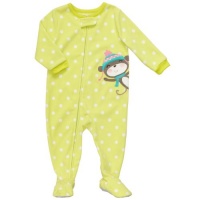 Carter's Girls Fleece Footed Blanket Sleeper Pajamas - Lime Polka Monkey Carter's Girls Fleece Footed Blanket Sleeper Pajamas - Lime Polka Monkey