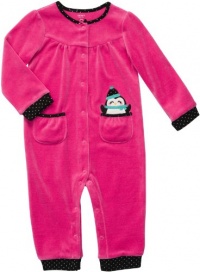 Carter's Infant Long Sleeve One Piece Velour Coverall - Happy Penguin-12 Months Carter's Infant Long Sleeve One Piece Velour Coverall - Happy Penguin-12 Months