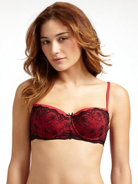 THE LOOKAdjustable shoulder straps Smooth satin padded cups with underwire Contrast floral lace overlay Contrast satin bow at center front Side boning Elastic underbandTHE MATERIAL85% polyamide/15% elastane Partially linedCARE & ORIGINHand wash Made in Italy THE LOOKAdjustable shoulder straps Smooth satin padded cups with underwire Contrast floral lace overlay Contrast satin bow at center front Side boning Elastic underbandTHE MATERIAL85% polyamide/15% elastane Partially linedCARE & ORIGINHand wash Made in Italy