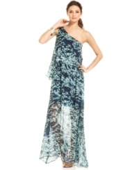 Go for an elegantly ethereal look with this tiered chiffon MM Couture maxi dress -- style it for day or night! Go for an elegantly ethereal look with this tiered chiffon MM Couture maxi dress -- style it for day or night!