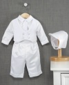 Dress him in the finest for a very special occasion. This crisp white suit set from Haddad Brothers is a genuine classic.