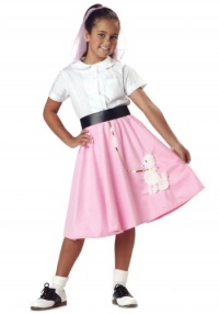 Girls 50's Pink Poodle Skirt Costume - Child Size 6-8 Girls 50's Pink Poodle Skirt Costume - Child Size 6-8