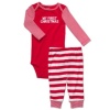 He'll be the best present under the tree in this candy-cane inspired My First Christmas bodysuit and pant set from Carter's.