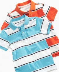 Broad appeal. The wide stripes on this polo shirt from Greendog give a shout-out to his unique style. Broad appeal. The wide stripes on this polo shirt from Greendog give a shout-out to his unique style.