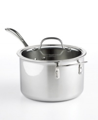 Brilliant good looks. Perfect gourmet results. Combining the long-lasting radiance of stainless steel with the superior performance of a highly conductive, heavy-gauge aluminum core, the Calphalon Tri-Ply saucepan makes it easy to prepare mouthwatering meals day after day -- each more memorable than the last. Lifetime warranty. Brilliant good looks. Perfect gourmet results. Combining the long-lasting radiance of stainless steel with the superior performance of a highly conductive, heavy-gauge aluminum core, the Calphalon Tri-Ply saucepan makes it easy to prepare mouthwatering meals day after day -- each more memorable than the last. Lifetime warranty.