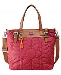 A take-anywhere bag with one-of-a-kind detail. Stitched flower detailing and oversized charms adorn this tote for a fun yet sophisticated look that easily transitions from workdays to weekends. A take-anywhere bag with one-of-a-kind detail. Stitched flower detailing and oversized charms adorn this tote for a fun yet sophisticated look that easily transitions from workdays to weekends.