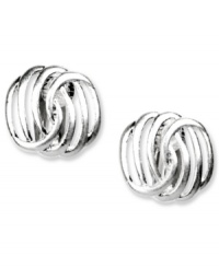 Woven wonders, by Jones New York. A chic woven pattern makes these button earrings a chic choice for the season. Set in silver tone mixed metal. Clip-on backing. Approximate drop: 1/4 inch.