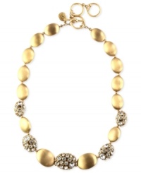 With added crystal sparkle, this collar necklace from Jones New York features golden nugget-inspired links. Crafted in worn gold tone mixed metal. Approximate length: 17 inches + 3-inch extender. With added crystal sparkle, this collar necklace from Jones New York features golden nugget-inspired links. Crafted in worn gold tone mixed metal. Approximate length: 17 inches + 3-inch extender.