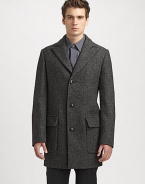 A sleek, single-breasted virgin-wool coat with a touch of stretch for a great fit.Notched collarButton frontPatch pocketsBack ventAbout 33 from shoulder to hem95% virgin wool/5% polyamideDry cleanMade in Italy