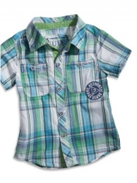 GUESS Kids Boys Baby Boy Plaid Shirt with Back Art (12-2, PLAID (18M) GUESS Kids Boys Baby Boy Plaid Shirt with Back Art (12-2, PLAID (18M)
