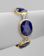 Rich lapis stones set in 24k gold with sterling silver links for a truly elegant style. Lapis24k goldSterling silverLength, about 7¾Box clasp closureImported 