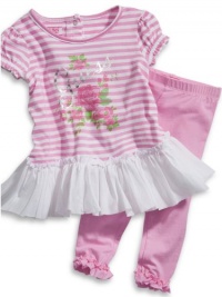 GUESS Kids Girls Baby Girl Striped Tee and Leggings Set (, STRIPE (18M)