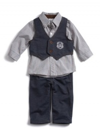 GUESS Kids Boys Vest, Shirt And Pants Set, INDIGO (0/3M) GUESS Kids Boys Vest, Shirt And Pants Set, INDIGO (0/3M)