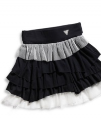 GUESS Kids Girls Big Girl Tiered Skirt with Lace, MULTICOLORED (10/12)