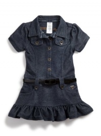GUESS Kids Girls Belted Knit Denim Dress, INDIGO (5/6) GUESS Kids Girls Belted Knit Denim Dress, INDIGO (5/6)