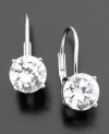 Add that extra sparkle to your style with glistening drops of round-cut cubic zirconias (2 ct. t.w.). Earrings set in sterling silver and finished in platinum, by CRISLU. Approximate drop: 1 inch.