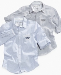 He can get a look that does work for him with these Rogue shirts from Guess, simple style that does heavy lifting in the looks department. He can get a look that does work for him with these Rogue shirts from Guess, simple style that does heavy lifting in the looks department.