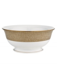 Adorned with delicate beetles and dragonflies, this classically shaped fine china serving bowl combines simple elegance with casual style. The gold wing border makes your tabletop shine with elegance while the classic shape and delicate pattern exude style. Adorned with delicate beetles and dragonflies, this classically shaped fine china serving bowl combines simple elegance with casual style. The gold wing border makes your tabletop shine with elegance while the classic shape and delicate pattern exude style.
