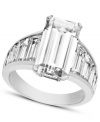 Sparkling perfection. This brilliantly-shimmering ring from Arabella features emerald-cut white Swarovski Zirconias (14-1/4 ct. t.w.) in sterling silver. Size 7.