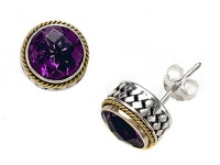 Silver and 18kt Yellow Gold Genuine Amethyst Earrings by Effy Collection®