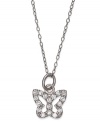 Flight of fancy. B. Brilliant's beautiful butterfly pendant features a cut-out shape accented by round-cut cubic zirconias (1/6 ct. t.w.). Crafted in sterling silver. Approximate length: 18 inches + 3-inch extender. Approximate drop: 1/2 inch.