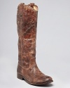 In glazed, heavily distressed leather, Frye's Melissa button boots lend rugged western style.