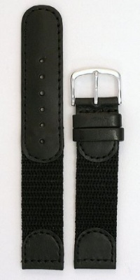 Men's Swiss Army Style Watchband - Color Black Size: 18mm Watch Band