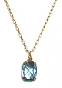 Catherine Popesco 14K Gold Plated Pendant Necklace with Rectangular Aqua Swarovski Crystal Pendant Catherine Popesco 14K Gold Plated Pendant Necklace with Rectangular Aqua Swarovski Crystal Pendant