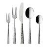 Hammered stainless steel lends this flatware an interesting texture and chic style that will complement both traditional and modern table settings.