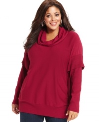 Cozy up to Design 365's cowlneck plus size sweater-- complete the look with your go-to jeans.