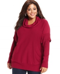 Cozy up to Design 365's cowlneck plus size sweater-- complete the look with your go-to jeans. Cozy up to Design 365's cowlneck plus size sweater-- complete the look with your go-to jeans.