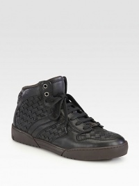 High-top profile fashioned in a smooth, intricately woven design.Leather upperPadded insoleRubber soleMade in Italy High-top profile fashioned in a smooth, intricately woven design.Leather upperPadded insoleRubber soleMade in Italy