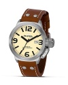 A clean, bold face and leather strap lend classic style to this TW Steel watch.