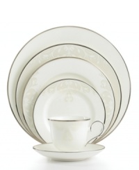 Refine your formal table with classic cream and white. Trimmed in platinum and accented with a raised dot and scroll pattern, the Opal Innocence Scroll 5-piece place settings bring contemporary grace to special occasions. A pearlized finish adds subtle shimmer. Refine your formal table with classic cream and white. Trimmed in platinum and accented with a raised dot and scroll pattern, the Opal Innocence Scroll 5-piece place settings bring contemporary grace to special occasions. A pearlized finish adds subtle shimmer.