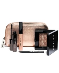 Everything she needs to look party-perfect: gleaming skin, super glossy lips and a defined eye. Intensifying Long-Wear Mascara and a mini Long-Wear Eye Pencil mean this look will last long after the party winds down. Also features Bobbi's award-winning Shimmer Brick in a special, limited-edition shade and High Shimmer Lip Gloss (an incandescent combo that's sure to turn heads). This collection fits neatly inside a metallic zip pouch in a champagne hue. Everything she needs to look party-perfect: gleaming skin, super glossy lips and a defined eye. Intensifying Long-Wear Mascara and a mini Long-Wear Eye Pencil mean this look will last long after the party winds down. Also features Bobbi's award-winning Shimmer Brick in a special, limited-edition shade and High Shimmer Lip Gloss (an incandescent combo that's sure to turn heads). This collection fits neatly inside a metallic zip pouch in a champagne hue.