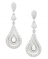Divine style perfect for any occasion. Eliot Danori's double teardrop earrings highlight round-cut cubic zirconias (3/4 ct. t.w.) surrounded by pave-set crystals for added shine. Set in silver tone mixed metal. Approximate drop: 1-1/8 inches.