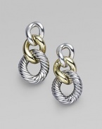 Smooth and cabled, silver and gold come together in chunky link earrings that are both modern and classic. Sterling silver and 18k yellow gold Drop, about 1 Post back Made in Italy