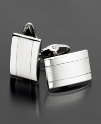 Two textures¿¿¿satin and polished¿¿¿combine for a modern, chic look. Set in stainless steel. 3/4 H x 1/2 W.