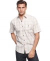 Chart your course to casual style with this graph print shirt from Tasso Elba. (Clearance)