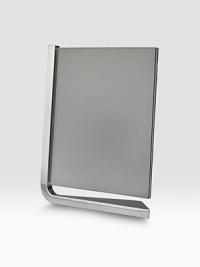 Signature alloy plays a supporting role opposite a pair of glass plates to set the scene for a favorite photo. The base in this streamlined design widens as it extends to add weight and stability. Accommodates a 8 X 10 photograph Wipe clean Imported Signature alloy plays a supporting role opposite a pair of glass plates to set the scene for a favorite photo. The base in this streamlined design widens as it extends to add weight and stability. Accommodates a 8 X 10 photograph Wipe clean Imported