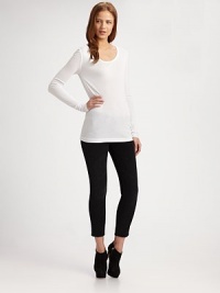 Basic modal crewneck can be worn as a layering piece or on its own with your favorite jeans. CrewneckLong sleevesLonger length hits below the hipsModalDry cleanImported Basic modal crewneck can be worn as a layering piece or on its own with your favorite jeans. CrewneckLong sleevesLonger length hits below the hipsModalDry cleanImported