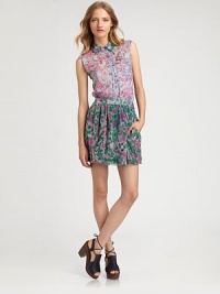 Cheery florals come together in this top-fit silk shirtdress styled with a flirty circle skirt.Point collarButton-down frontChest pocketWide waistbandSlash pocketsAbout 17 from natural waist91% silk/9% spandexDry cleanImportedModel shown is 5'10 (177cm) wearing US size Small. Cheery florals come together in this top-fit silk shirtdress styled with a flirty circle skirt.Point collarButton-down frontChest pocketWide waistbandSlash pocketsAbout 17 from natural waist91% silk/9% spandexDry cleanImportedModel shown is 5'10 (177cm) wearing US size Small.