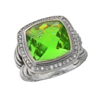 David Yurman 8ct 14mm Green Quartz Albion Sterling Silver Ring David Yurman 8ct 14mm Green Quartz Albion Sterling Silver Ring